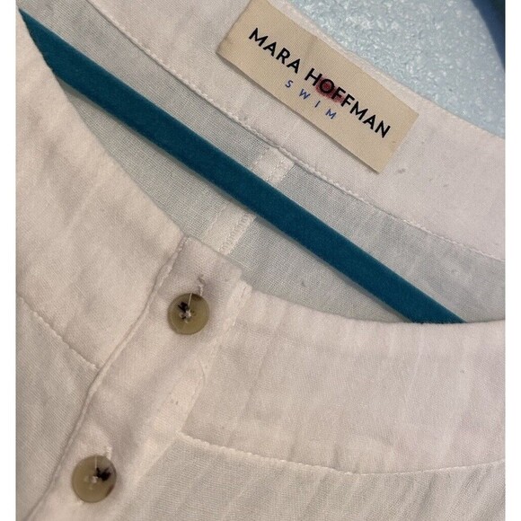 Mara Hoffman White Short Mini Button Detailed Dress - Picture 2 of 7